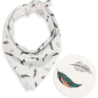 Biante bavlnená šatka Sandra SA-460 zeleno ružové pierka na bielom