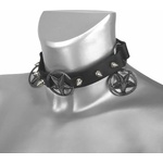 Leather & steel fashion чокър (ремък за обувки) Triple Baphomet Cult Boot Strap - LSF3 10