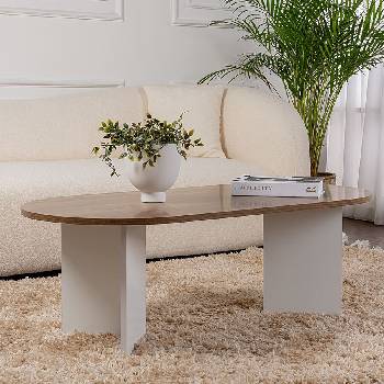 ASG Ovalis - елипсовидна маса орех/бяло (8684283441556)