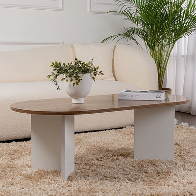 ASG Ovalis - елипсовидна маса орех/бяло (8684283441556)