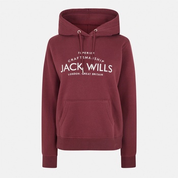 Jack Wills Суичър Jack Wills Hunston Graphic Logo Hoodie - Burgundy