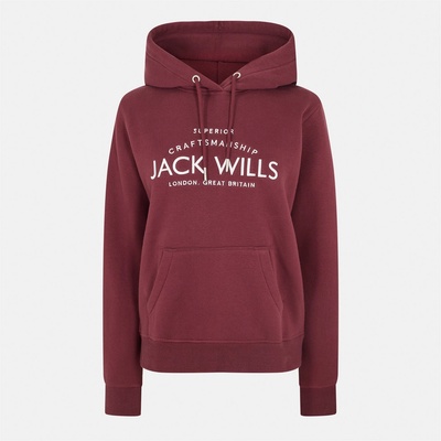 Jack Wills Суичър Jack Wills Hunston Graphic Logo Hoodie - Burgundy