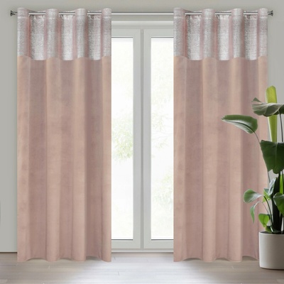 EUROFIRANY ZATEMŇOVACÍ ZÁVES NA KRÚŽKOCH PERI 140X250 CM PÚDROVO RUŽOVÁ