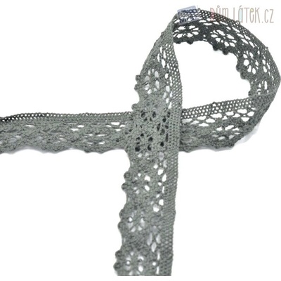 Čipka paličkovaná khaki, šírka 30 mm