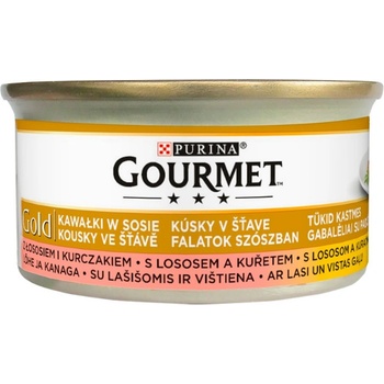 Gourmet Gold kousky ve šťávě s lososem a kuřecím 12 x 85 g