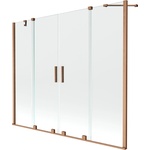 Mexen Velar Duo двукрилен плъзгащ се параван за вана 190 x 150 cm, прозрачeн, матирана мед - 896-190-000-02-65 (896-190-000-02-65)