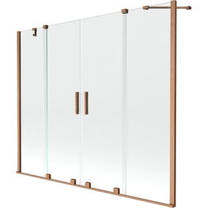 Mexen Velar Duo двукрилен плъзгащ се параван за вана 190 x 150 cm, прозрачeн, матирана мед - 896-190-000-02-65 (896-190-000-02-65)