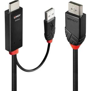 Lindy Lindy кабел, HDMI към DisplayPort, черен/червен, 2м (41499)