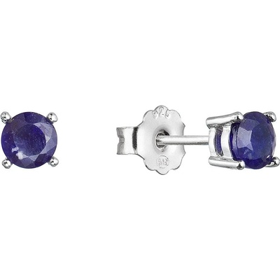 Pavona stříbrné náušnice pecky s pravými minerálními kameny temně modré 11483.3 sapphire blue