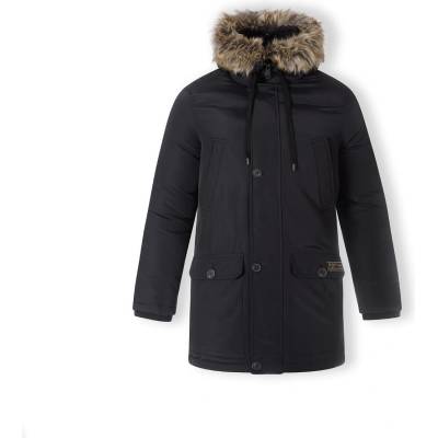 Minoti Яке Minoti Men padded parka jacket with faux fur hood black - Black