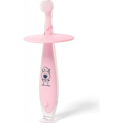 Babyono silikonový zubní kartáček se zarážkou 6+ modrá soft