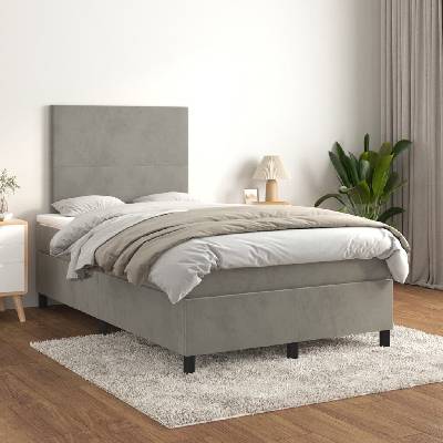 vidaXL 3142895 Boxspring postel s matrací samet / barva světle šedá