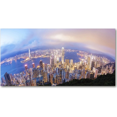 Foto obraz sklo tvrzené Hongkong panorámu 100x50 cm