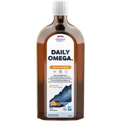 Osavi Daily Omega, Rybí olej, citrón, 1600 mg Omega-3, 500 ml