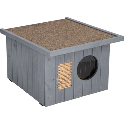 Dechland Изолирана къща за котки с плосък покрив Dechland с отварящ се покрив - сив (CH001 GR)