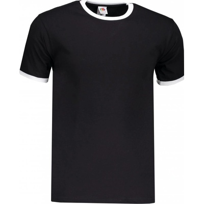 Fruit of the Loom tričko Ringer T s kontrastními lemy bílá F159 černá