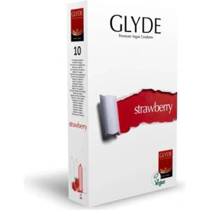 GLYDE 10 бр. Веган презервативи с аромат на ягода Glyde Strawberry