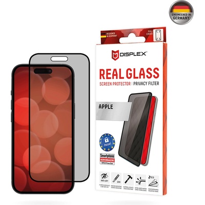 Displex Протектор за iPhone 16 Plus - Displex Real Glass Privacy Full Cover - черен