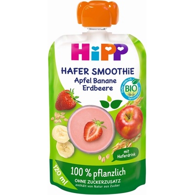 Hipp Био смути Hipp - Пауч с ягода, банан и ябълка с овес, 120 ml (1100039017)