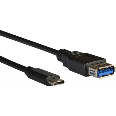 AQ xkci018 USB 3.0 / USB-C, prodlužovací, 1,8m, černý