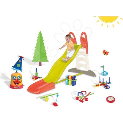 SMOBY 310261-16 šmykľavka Toboggan XL s vodou+striekací vodný klaun+športový set 7 hier