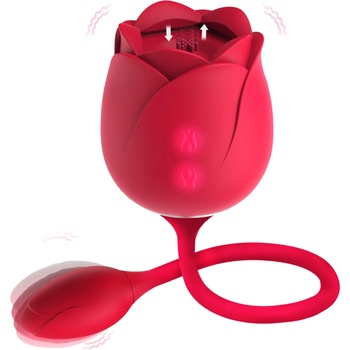 Image 1 of Paloqueth Rose Clitoral Licking Vibrator 9 Licking Modes & 9 Vibrations Red