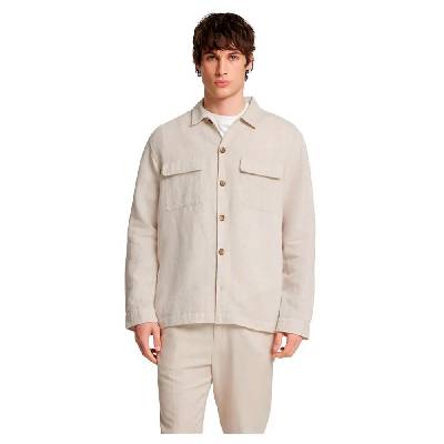 Leroy Linen Blend overshirt - Beige (Pure Cashmere / White)