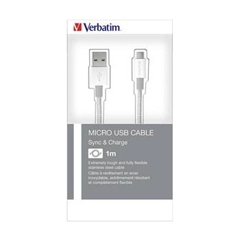 Verbatim 48862 USB кабел (2.0), USB A + microUSB, 1 м, кутия, сребро (48862)