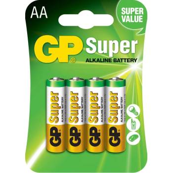 GP Batteries Алкална батерия gp super lr6 aa, 4 бр. в опаковка, 1.5v, gp15a (gp-ba-15a-u4)