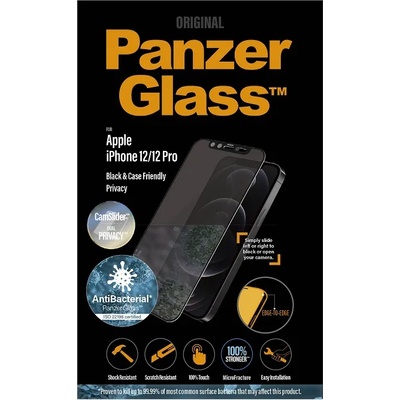 Panzer Privacy Протектор с Selfie Плъзгач за iPhone 12 Pro / 12, PanzerGlass Camslider, Черен (5711724127144)