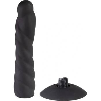 Rimba Latex Play Exchangeable Dildo for Strap-on with Sucking Cup Black