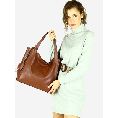 Mazzini kožená shopper kabelka Portofino Max s139e hnedá