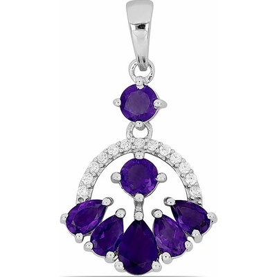 Nefertitis Přívěsek stříbrný s africkým ametystem a zirkony 020118 AFAM NF14159