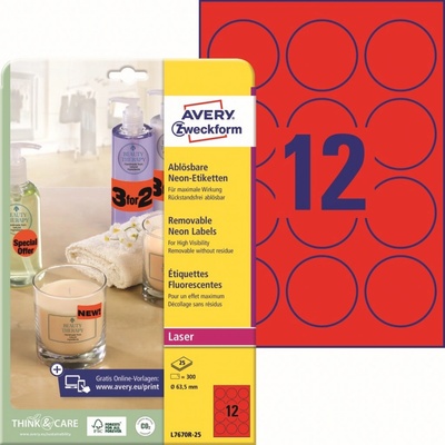 Avery Zweckform 25 listů, A4, červené L7670R-25