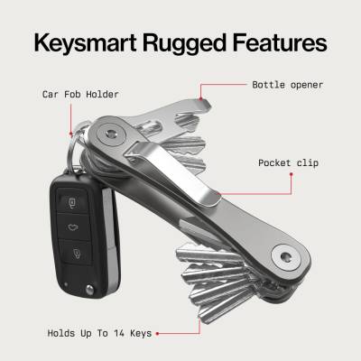 Klíčenka KeySmart Rugged organizátor klíčů Titanium Titanium
