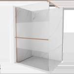 Mexen Kioto+ душ екран със стойка Walk-in 140 x 200 cm, прозрачно/матово, четкана мед - 800-140-121-65-35 (800-140-121-65-35)