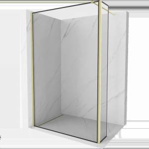 Mexen Kioto душ преграда Walk-in 140 x 30 см, черна рамка, златна матирана - 800-140-212-55-70-030 (800-140-212-55-70-030)
