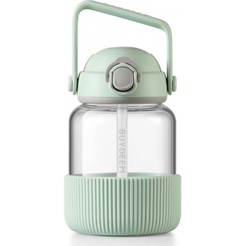 Image 1 of BUYDEEM Преносима бутилка за напитки Buydeem DG78-CG, Изскачаща сламка, Дръжка, Термоустойчиво стъкло до 150°C, Тройно уплътнение, Зелен (DG78-CG)