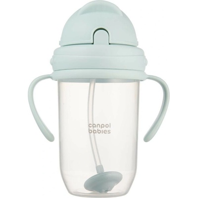 Canpol babies nedávkovací pohár so slamkou a závažím 270 ml zelený