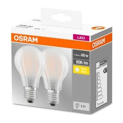 Osram LED žárovka Base tvar klasické žárovky E27/7 W 806 lmteplá bílá, 2 ks