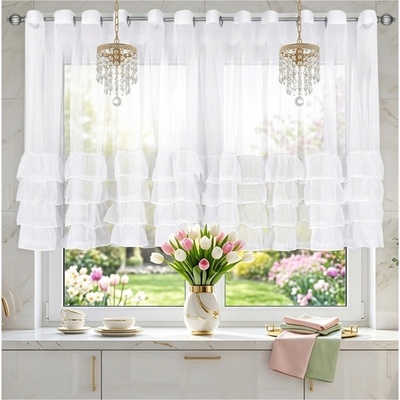 Záclona jednotlivý Home in Love voál bílý 130x400 cm kroužky – Hledejceny.cz