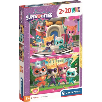 Clementoni Детски пъзел Clementoni от 2 x 20 части - Суперкотета (24811)