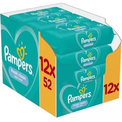 Pampers Fresh Clean мокри кърпи 12 x 52 броя