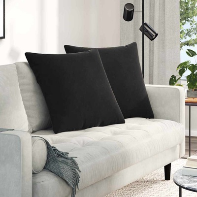 vidaXL Диван възглавници 2 pcs Черно 80 x 80 cm Кордюрова тъкан (42014063)