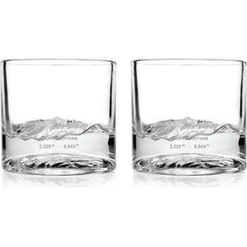 Liiton Комплект чаши за уиски LIITON 1009931 Smoky Mountain, 230 мл, 2 бр, Удебелени стени, 3D дъно с форма планина Грейт Смоуки, Прозрачен (1009931)