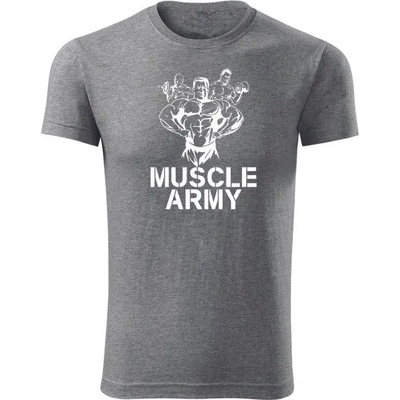 DRAGOWA Фитнес тениска с къс ръкав Muscle Army Team, сива, 180 г/м2 (4203)