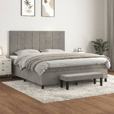 Petrashop 3137857 boxspring postel s matrací světle šedá samet
