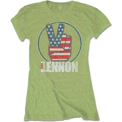 John Lennon Peace Fingers US Flag Kiwi Green S Дамски Риза (JLTS04LKG01)