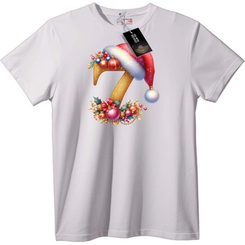 NOONEBRAND Тениска Коледен Номер 7 - 2XL, White