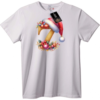 NOONEBRAND Тениска Коледен Номер 7 - 2XL, White